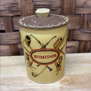 Vintage Humidor Tobacco Tin Jar with Lid